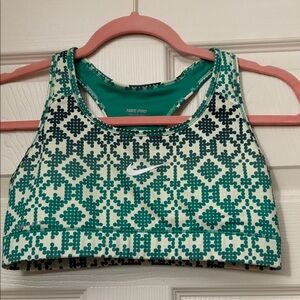 Nike Pro Green and Black Patterned Sports Bra